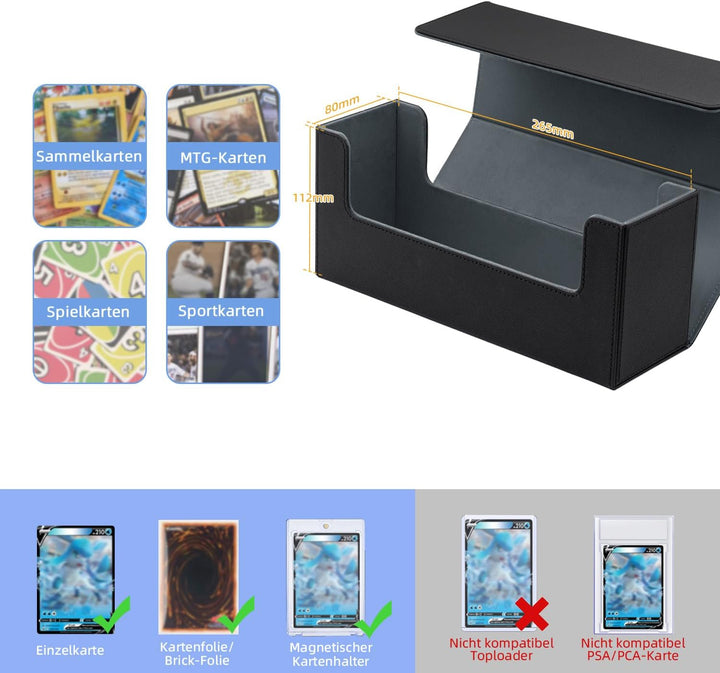 Card Deck Box for MTG, Gathering Kartenbox für 580+ Ungesleevte Karten/ 35pt/130pt Sammelkarten Hüll