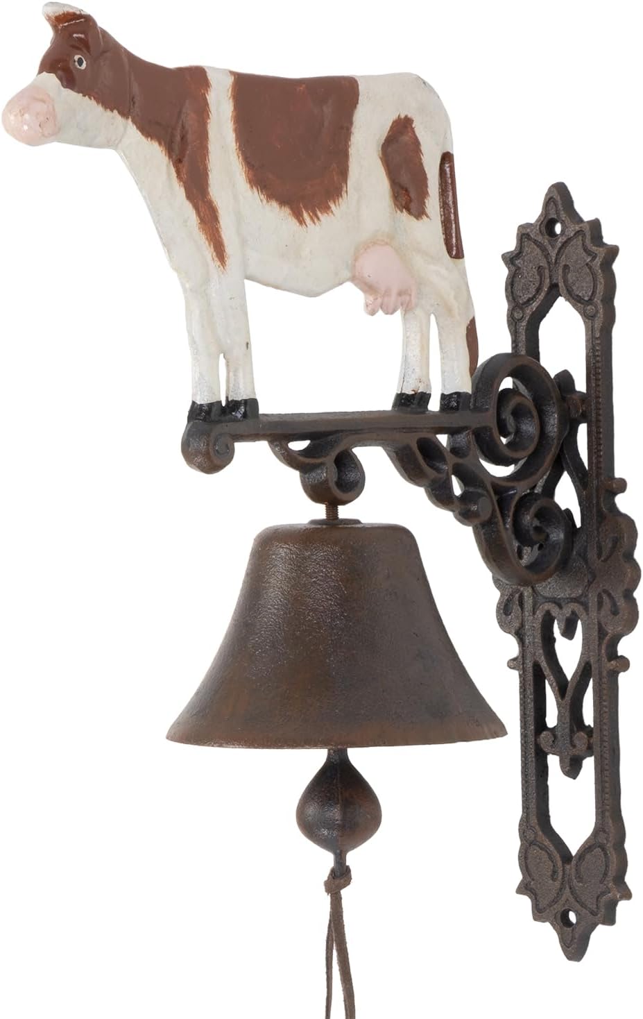 Moritz Gusseisen Wandglocke gefleckte Kuh braun weiss Bauernhof Glocke Türglocke 37,7 cm Höhe Hausgl