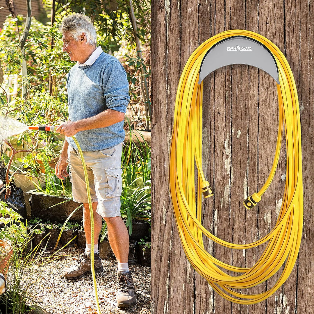 FLORA GUARD Schlauchhalter Wandhalterung – robuster Metall-Schlauchaufhänger hält bis zu 4.6 m, Gart