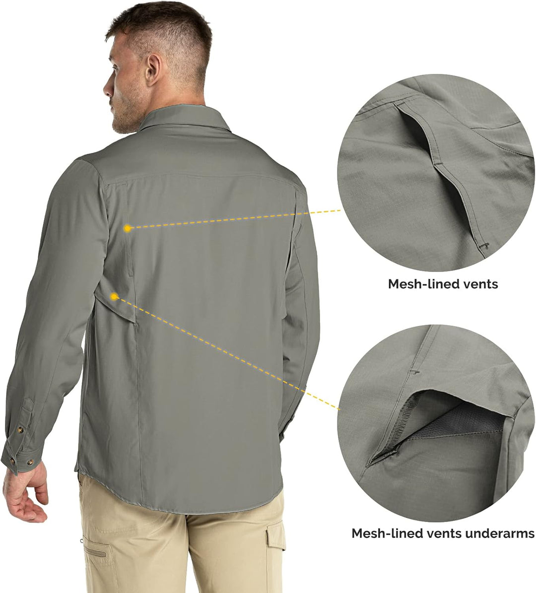 Outdoor Ventures Hemd Herren Freizeithemd Langarm Outdoor Shirt Atmungsaktive Schnell Trocknende Fun