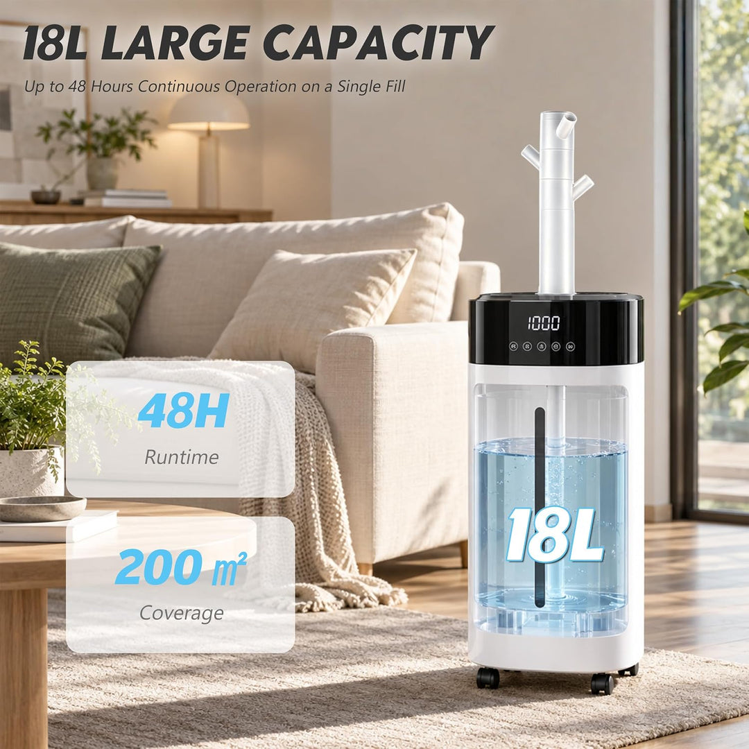 18L Luftbefeuchter Grosse Räume bis 200m² Humidifier 1-12H Timer