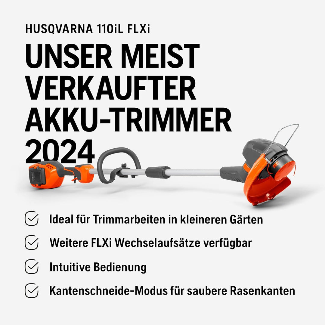 Husqvarna 110iL 36V Akku-Rasentrimmer – Leichtes, leises, vielseitiges Multifunktions-Werkzeug mit K