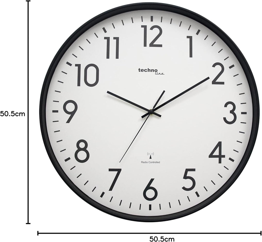 technoline XXL Funkwanduhr WT8998, 50 cm, Bahnhofsuhr, XXL Wanduhr,