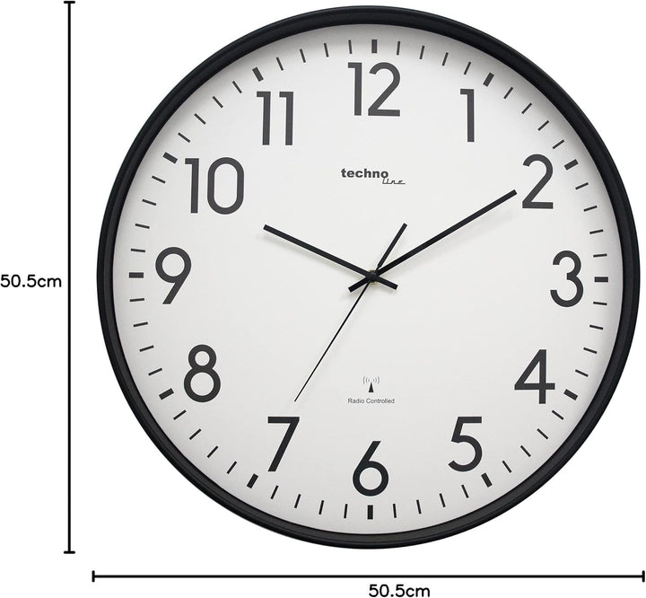 technoline XXL Funkwanduhr WT8998, 50 cm, Bahnhofsuhr, XXL Wanduhr,