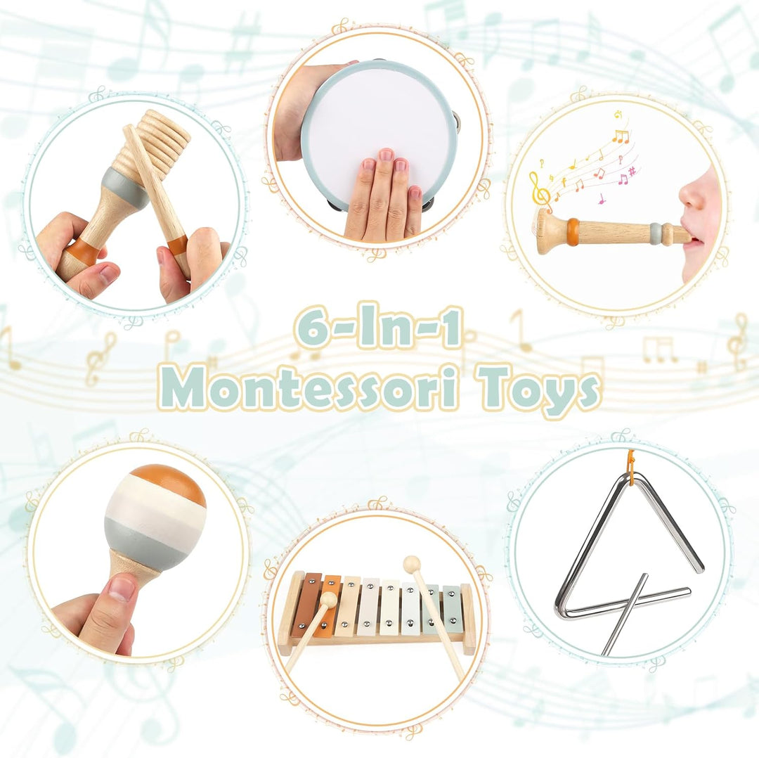 Vanplay Musikinstrumente für Kinder Kinderspielzeug ab 3 Jahre holzspielzeug Trommel Xylophone für K