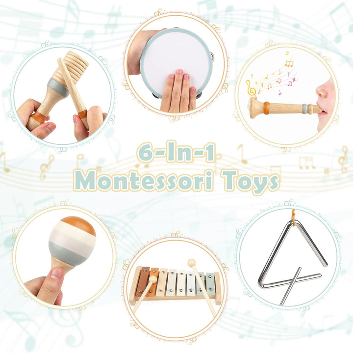 Vanplay Musikinstrumente für Kinder Kinderspielzeug ab 3 Jahre holzspielzeug Trommel Xylophone für K