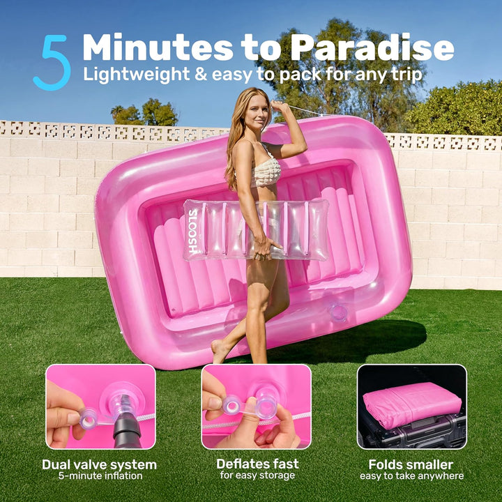 Sloosh 70" x 46"/1.78m*1.16m aufblasbarer Sonnenpool, Luftmatratzte Pool, Sonnenbad mit abnehmbarem