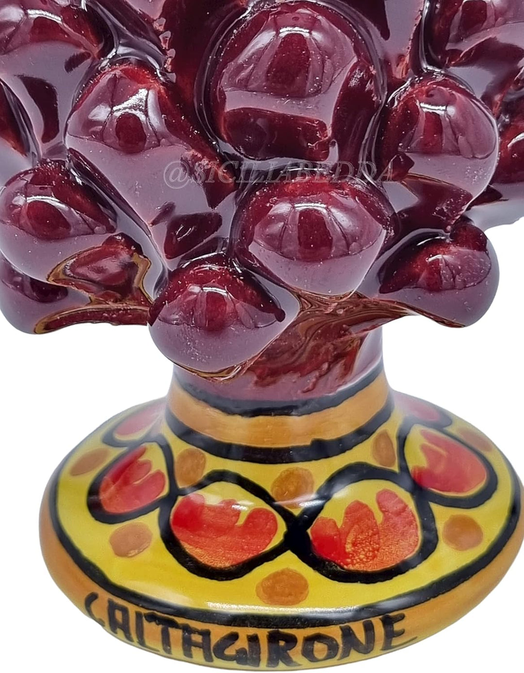sicilia bedda - Sizilianisches Pigna aus Caltagirone-Keramik, verzierter Fuss, 100% sizilianische Ha
