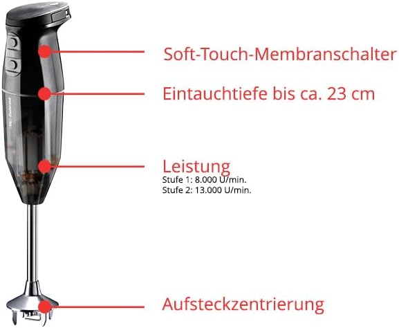 ESGE Zauberstab Cordless, 2500 mAh Li-Ion Akku Stabmixer, Pürierstab, kabellos, bis zu 13.000 U/min,