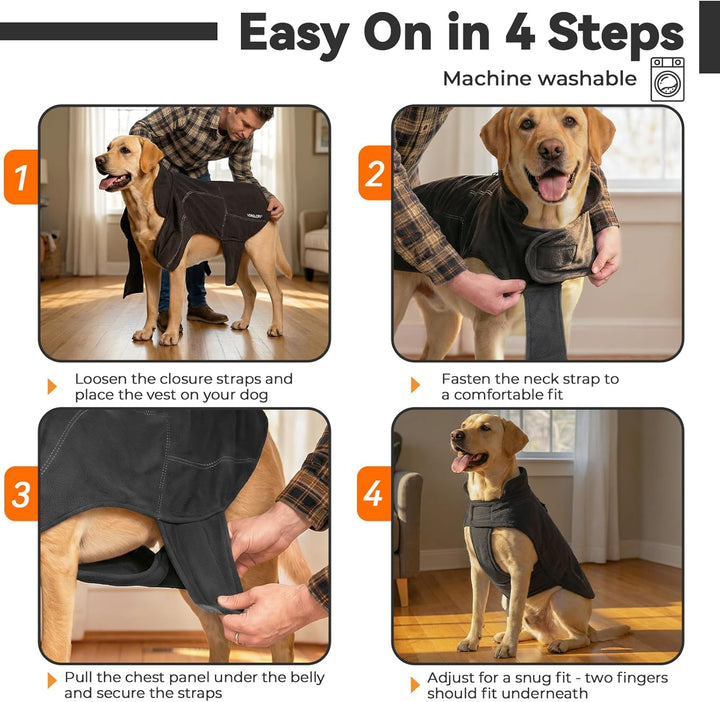 VIVAGLORY Softpad Wintermantel Hund, Hundemantel Fleecemantel Hund, Fleecejacke mit Bauchschutz, Fle