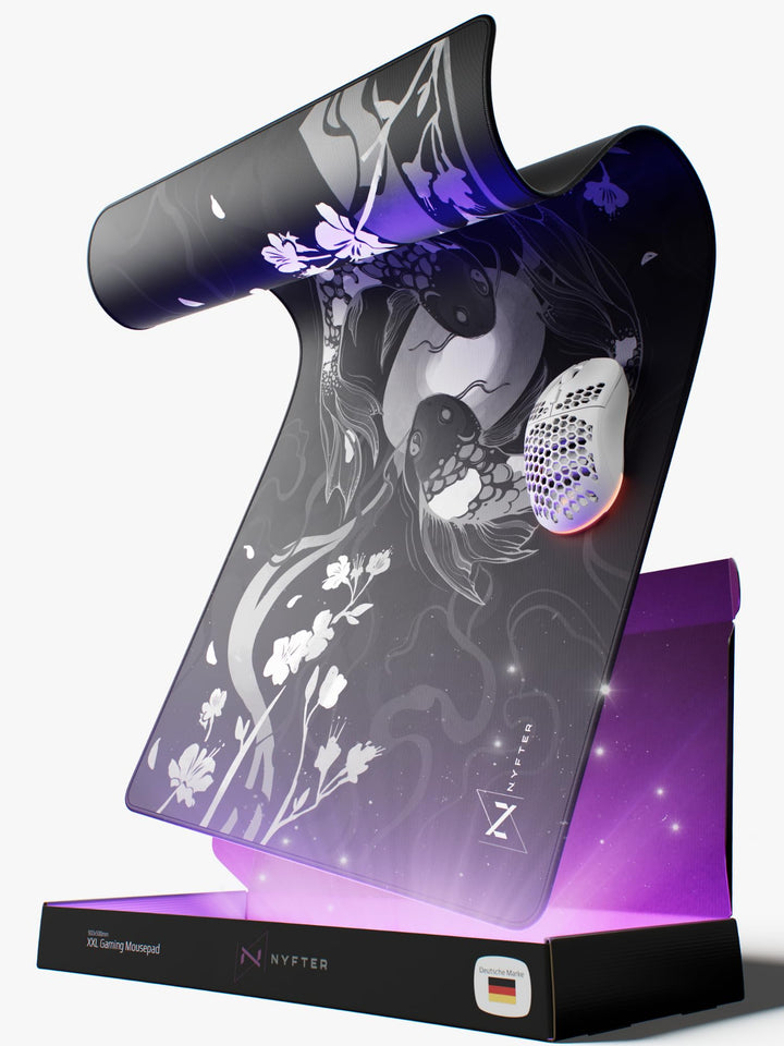 Nyfter - XXL Gaming Mauspad Nyfpad - 900x500mm Koi Premium Gaming Mousepad (Blossom-Black), Blossom-