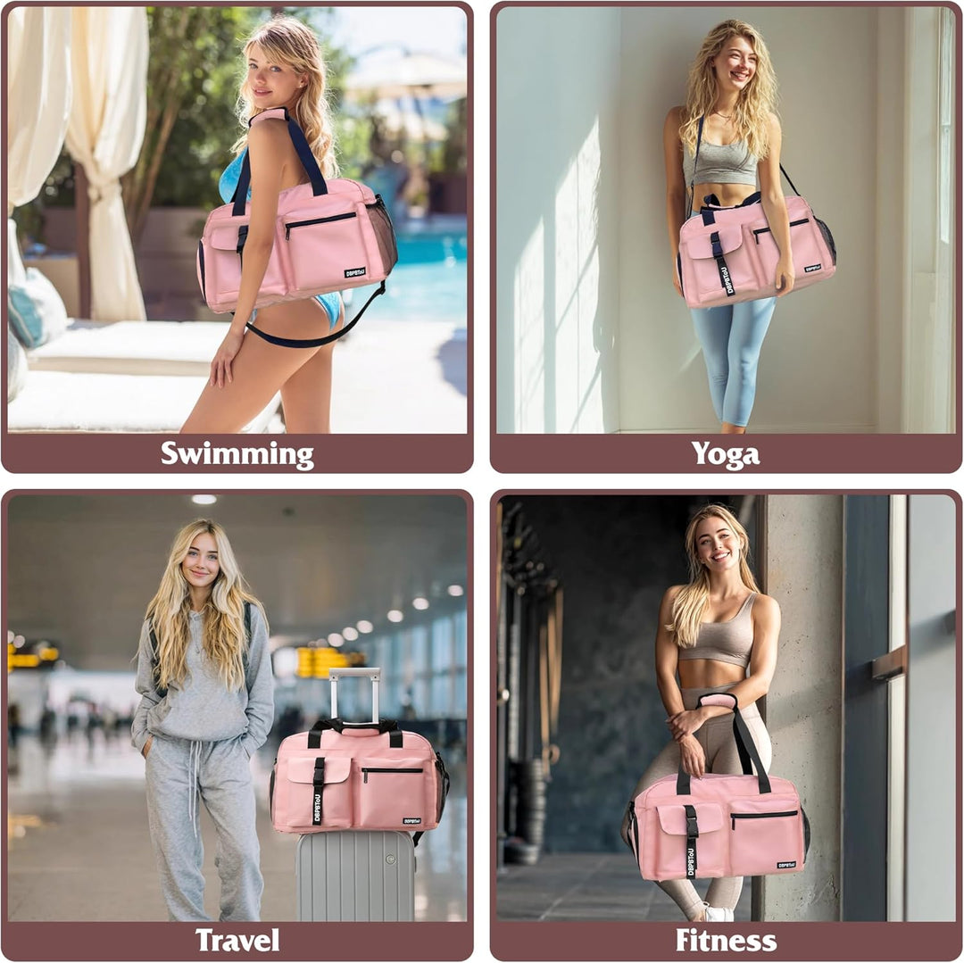 Sporttasche Damen Herren, Reisetasche mit Schuhfach, Trainingstasche mit Nassfach, wasserdichte Week