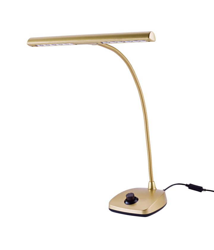 K&M 12298 LED-Pianoleuchte Gold - 30 cm Lampenschirm - 12 dimmbare LEDs - mit Schwanenhals, 2500 Lux