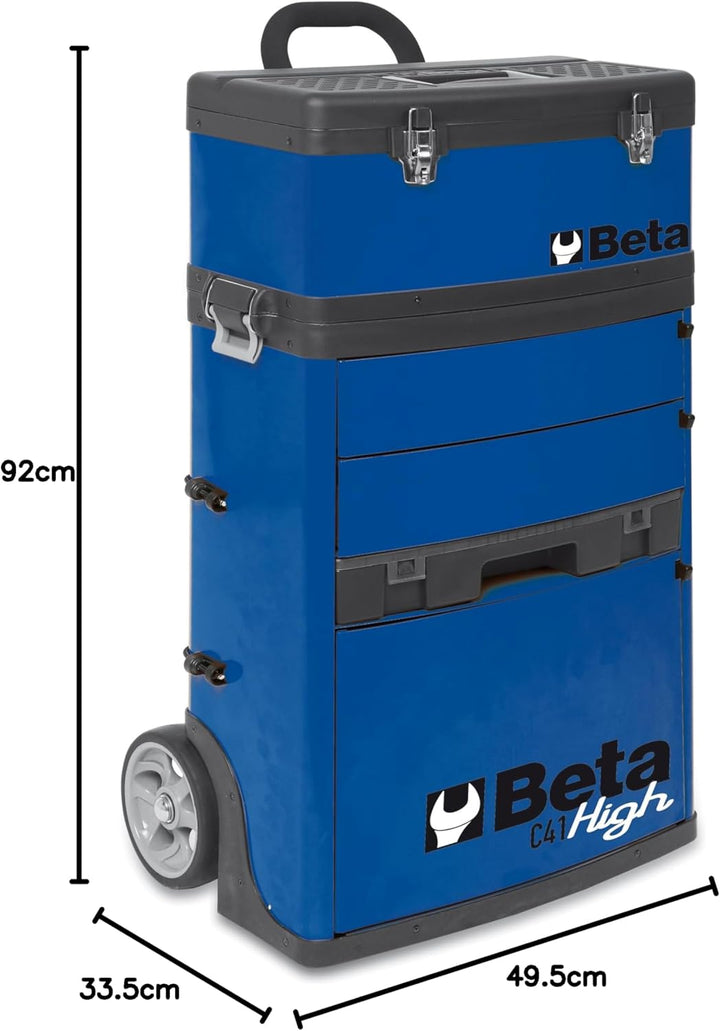 Beta C41H-B Werkzeugtrolley (mobiler Werkzeugkoffer, Werkstattzubehör, robuster Blechrahmen, stapelb
