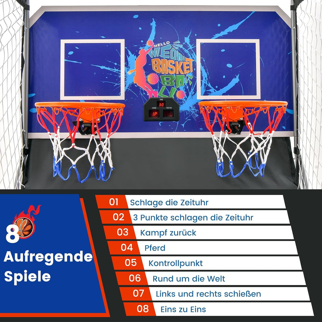 GOPLUS Basketball-Schiessmaschine, Basketballständer inkl. 4 Basketbälle und Pumpe, Basketballkorb k