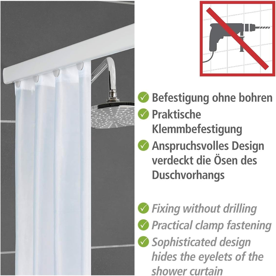 WENKO Teleskop-Duschvorhangschiene Era Weiss, ausziehbare Vorhangschiene aus rostfreiem Aluminium, z