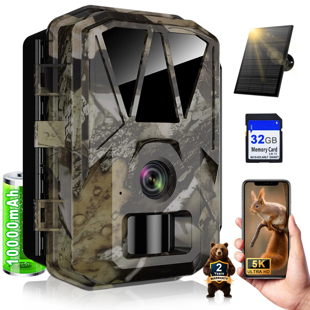 Wildkamera mit Handyübertragung APP - Wildtierkamera 5K 64MP HD mit WLAN Bluetooth Bewegungsmelder N