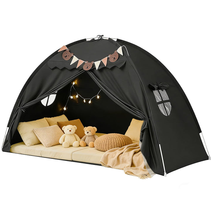 Kinderzelt Indoor Spielzelt Kinder Gross, 195 X 98 X 125 cm Kinderzimmer Spielhaus mit 2 Fenstern, L