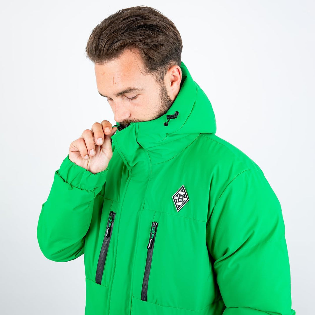 Borussia Mönchengladbach Winterjacke Stadionjacke GREEN | Offizieller Fanartikel, M Grün