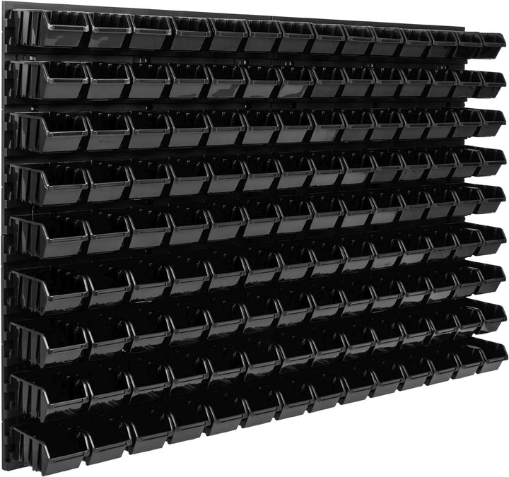 Lagersystem Werkstattregal | 115 x 78 cm | 126 stck. Box | Wandregal mit Stapelboxen - Wandplatten E