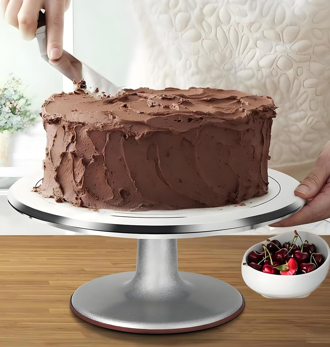 Tortenplatte Drehbar Aluminiumlegierung, Yizish 12-Zoll-Tortenständer Kuchen Drehteller mit Edelstah