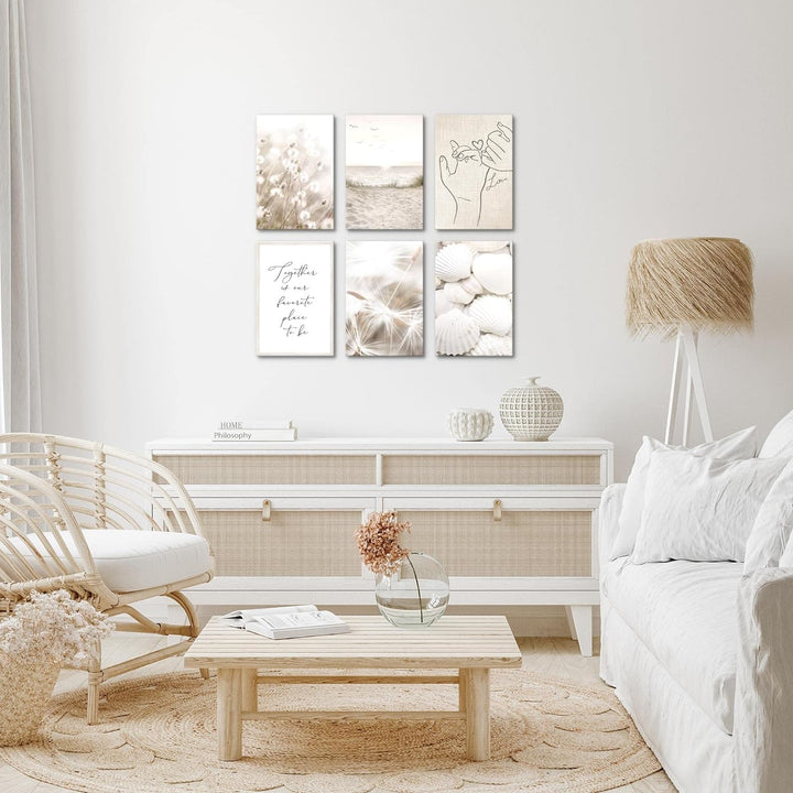 Novart Wandbilder Set - KOMPLETT AUFHÄNGFERTIG - Made in Germany - Moderne Bilder Boho Strand Wohnzi