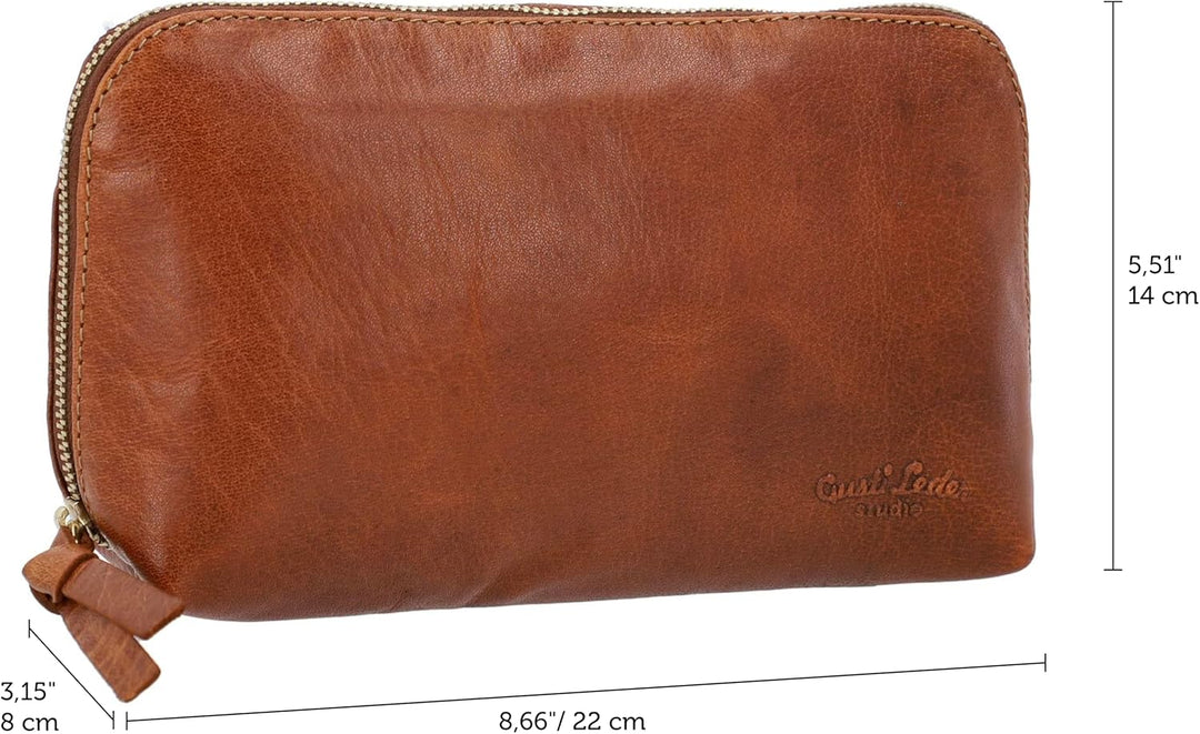 Gusti Waschtasche Leder - Eli Damen und Herren Kulturtasche Kulturbeutel Kosmetiktasche Ledertasche