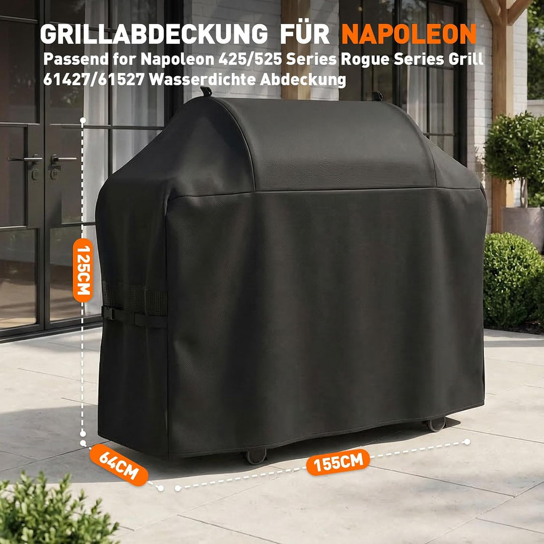 600D Grillabdeckung passend für Napoleon Rogue 425/525 61427/61527, 155x64x125CM Abdeckung Ersatz fü