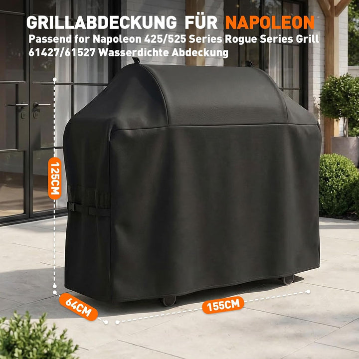 600D Grillabdeckung passend für Napoleon Rogue 425/525 61427/61527, 155x64x125CM Abdeckung Ersatz fü