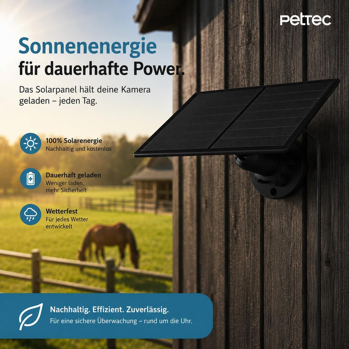 PetTec - Solar Panel mit Überwachungskamera aussen Pet Cam Free 4G/LTE - Solarmodul 4,4W in Schwarz