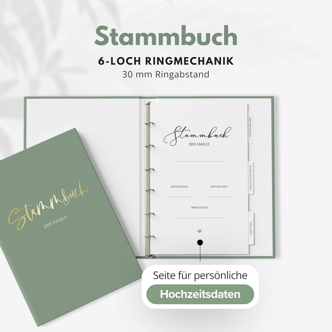 Stammbuch zur Hochzeit Standesamt - Stammbuch der Familie - Familienstammbuch inkl. 5 Seiten mit Reg