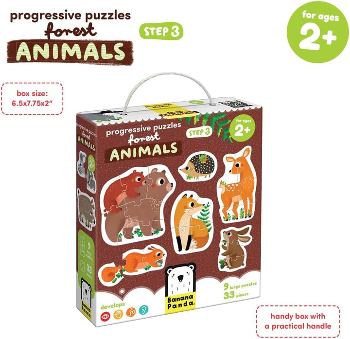 Banana Panda Progressive Puzzles Forest Animals für Kinder ab 2 Jahren - 33 Teile - Tiere - Kinderpu