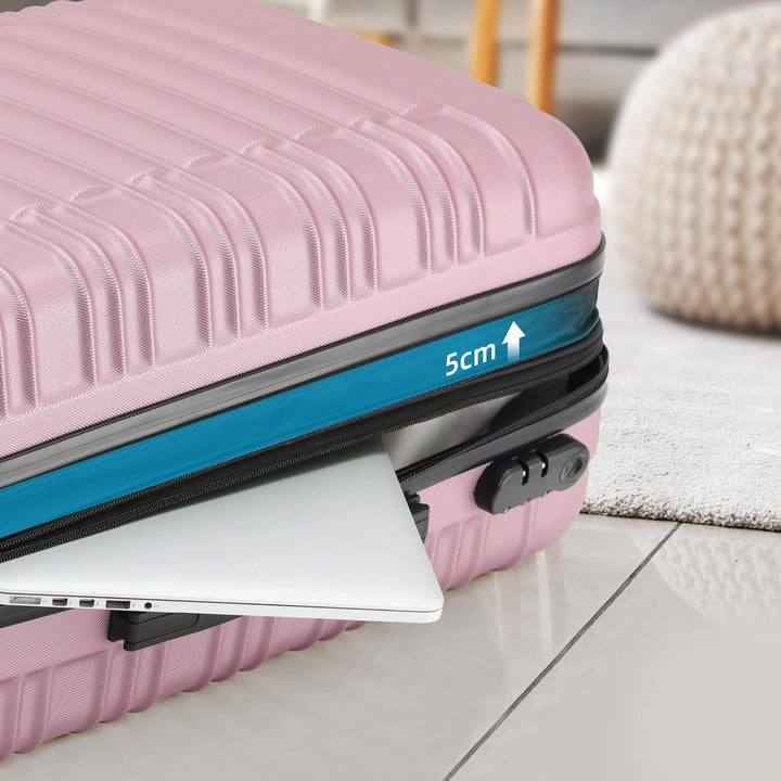 BEIBYE Reisekoffer 2088 Hartschalekoffer Gepäck Koffer Trolley Set, Kofferset in 14 Farben (Rosa) Ro