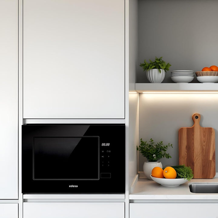 EDESA Einbau-Mikrowelle EMW-2021-IG BK, rahmenlos, grosse Kapazität, 20 Liter, Grillleistung 800 W,