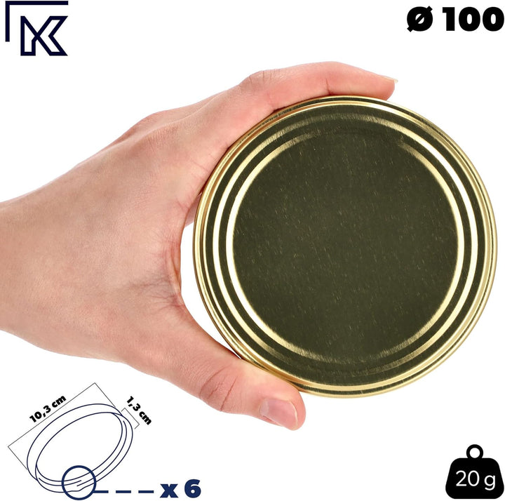 KADAX Schraubdeckel fi100 mm, Ersatzdeckel mit 6 Einrastzähnen, Twist-Off-Deckel aus Metall, Deckel