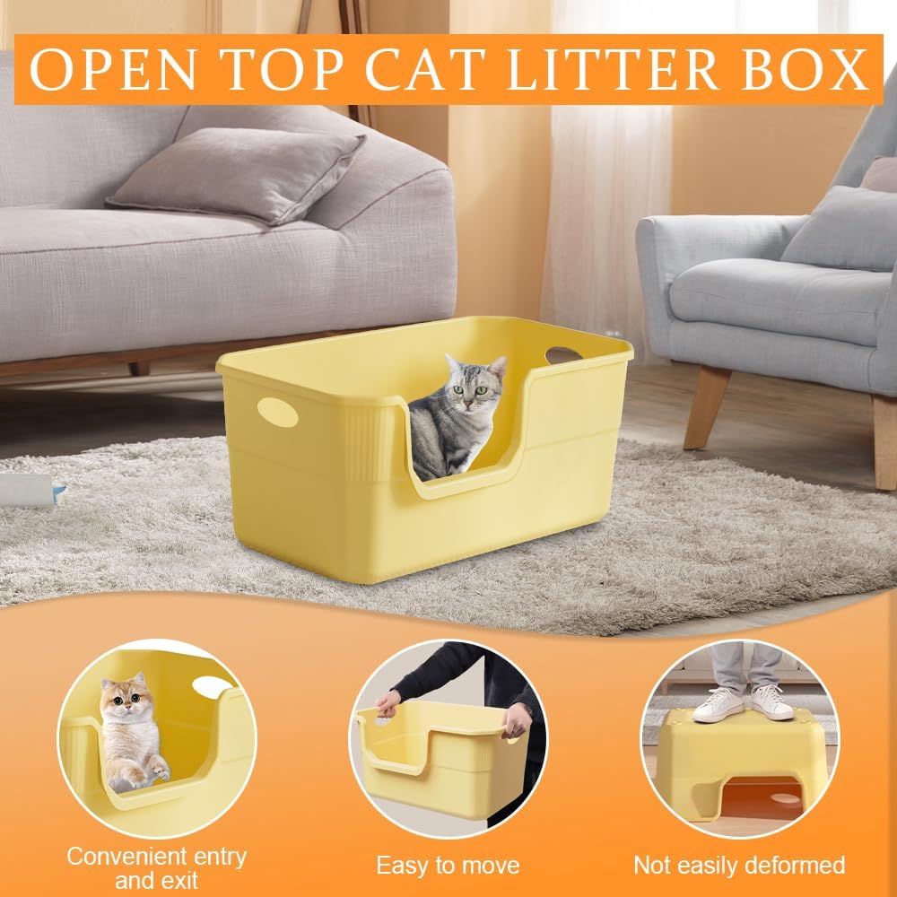 Katzenklo Hoher Rand 50 x 35 x 22cm,Katzentoilette Gross, Katzenklo XXL Ohne Deckel Katzenklo Gross