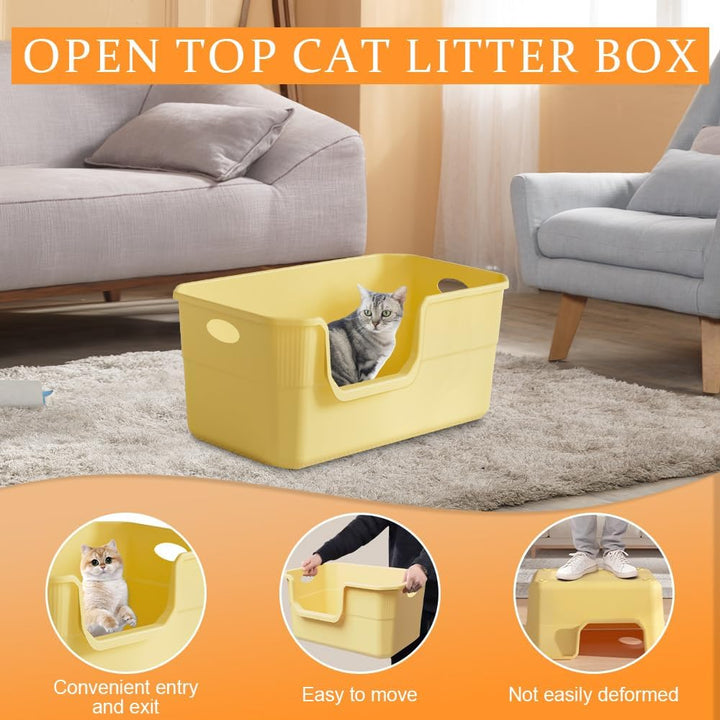 Katzenklo Hoher Rand 50 x 35 x 22cm,Katzentoilette Gross, Katzenklo XXL Ohne Deckel Katzenklo Gross