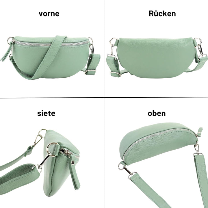 Blade Bauchtasche Damen Echtleder, stylische Gürteltasche Damen mit 2 gemusterten und Leder abnehmba