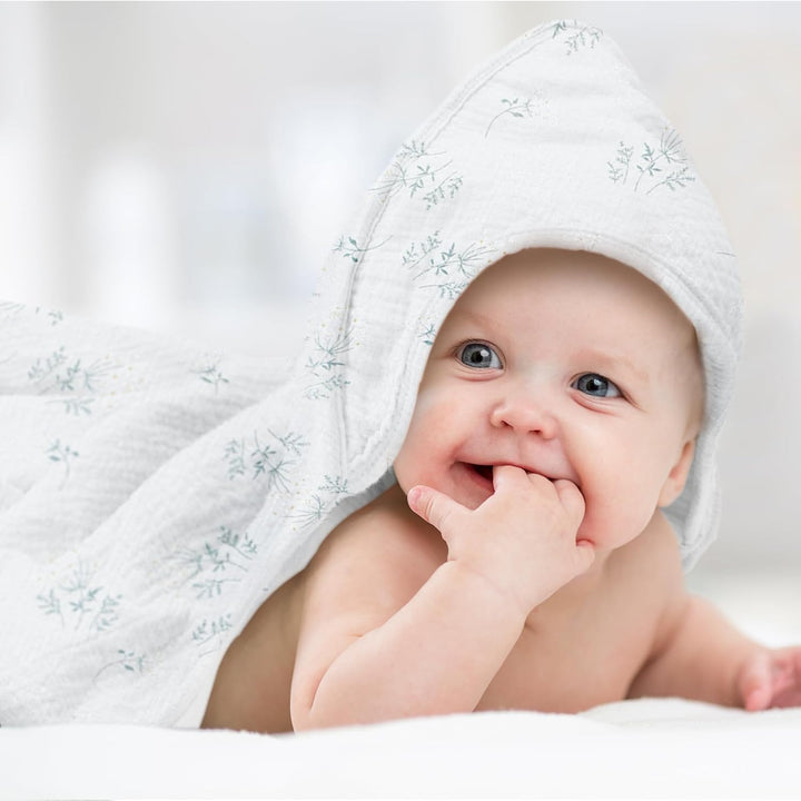 Kapuzenhandtuch Baby 2er-Pack, Musselin Baumwolle Baby Handtuch Kapuze, Ultraweiche und Saugfähige B
