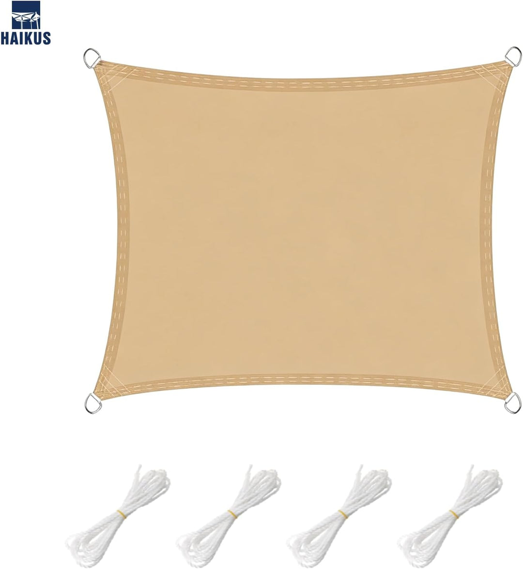 HAIKUS Sonnensegel Wasserdicht Rechteckig 4x4m Sonnenschutz Wasserabweisend Premium PES Polyester mi