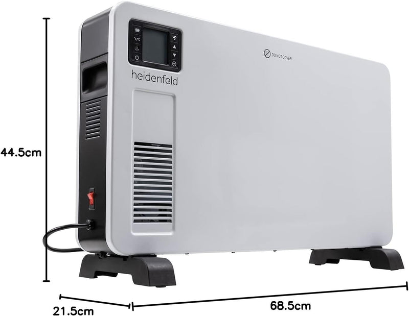 Heidenfeld Elektro Konvektorheizung EK100 | 2300 Watt - Fernbedienung - Timer - LCD-Display - Heizkö