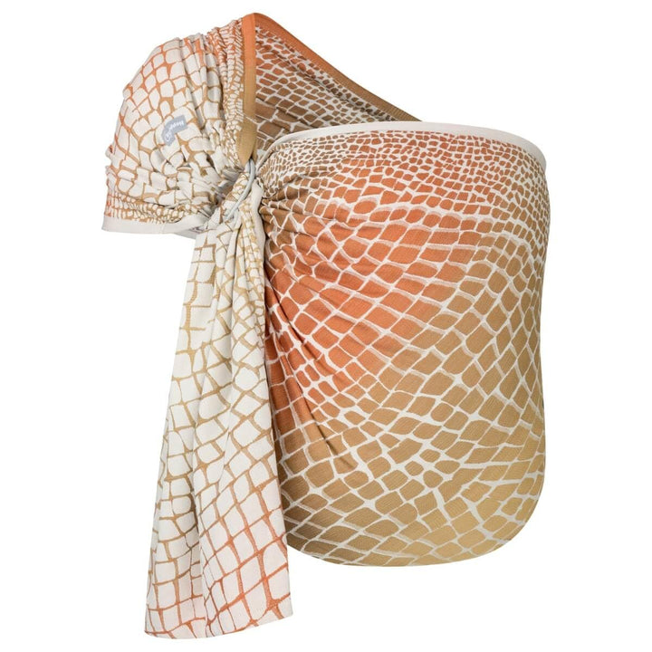 Hoppediz Ring-Sling, Baby-Tragetuch ab Geburt, 100 % kbA-Baumwolle, Design Darwin creme, Darwin crem