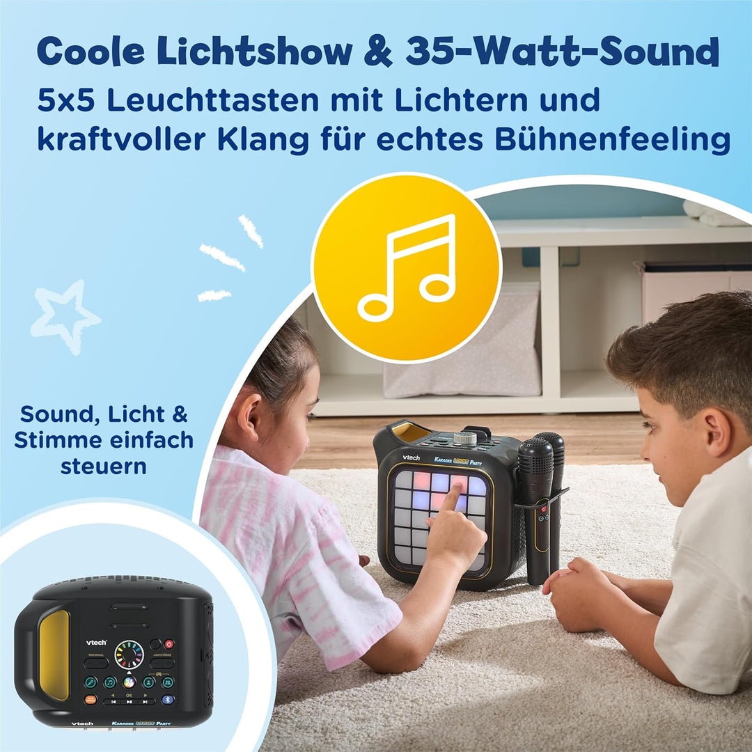 Vtech Karaoke Light Party – Bluetooth-Karaoke-Maschine inkl. 2 kabellosen Mikrofonen – Mit Partyspie