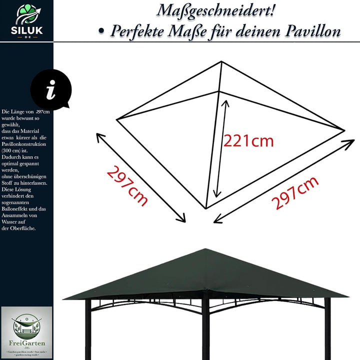 freigarten.de Ersatzdach für Pavillon 3x3 Meter Sand Antik Pavillon Wasserdicht Material: Panama PCV