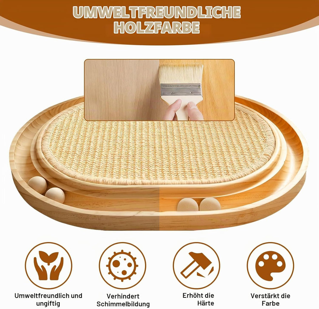 Tmefoy Sisal Kratzbrett, 2 in 1 Katzen Spielzeug, Massives Kiefernholz &amp; Natürliche Sisal Pad, 43x33