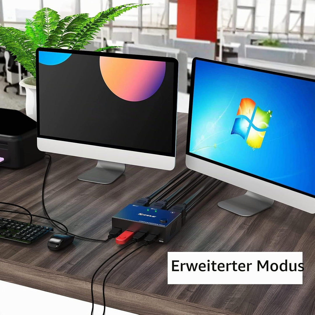 Dual Monitor KVM Switch HDMI 2 Port 4K@30Hz, MLEEDA KVM Switch 2 Monitore für 2 Computer teilen sich