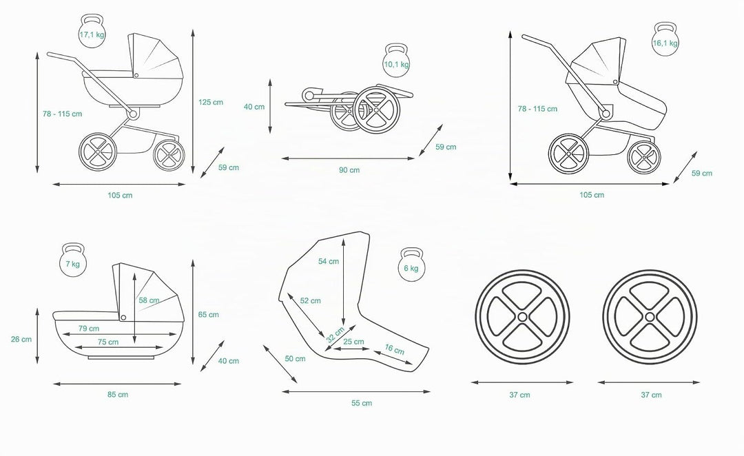 BabyLux Kinderwagen 3in1 mit Autositz für Kleinkinder – Kinderwagen für Neugeborene und Kleinkinder
