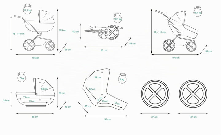BabyLux Kinderwagen 3in1 mit Autositz für Kleinkinder – Kinderwagen für Neugeborene und Kleinkinder