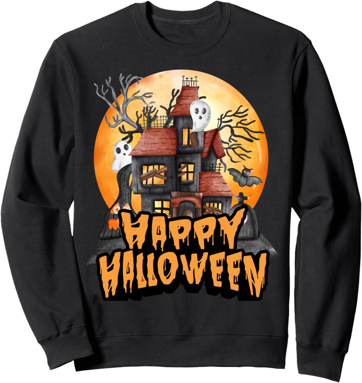 Herbstsaison Happy Halloween Spinnen Schädel und Fledermäuse Sweatshirt