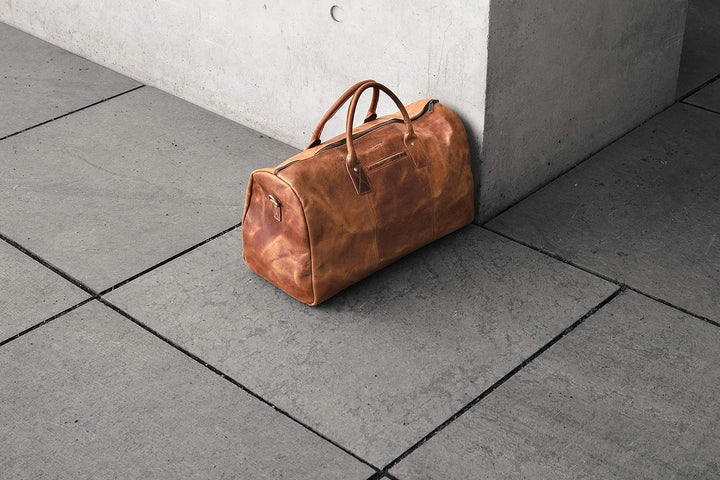 HOLZRICHTER BERLIN No 13-1 (L) - Premium Weekender Reisetasche, Sporttasche und Handgepäck aus Leder